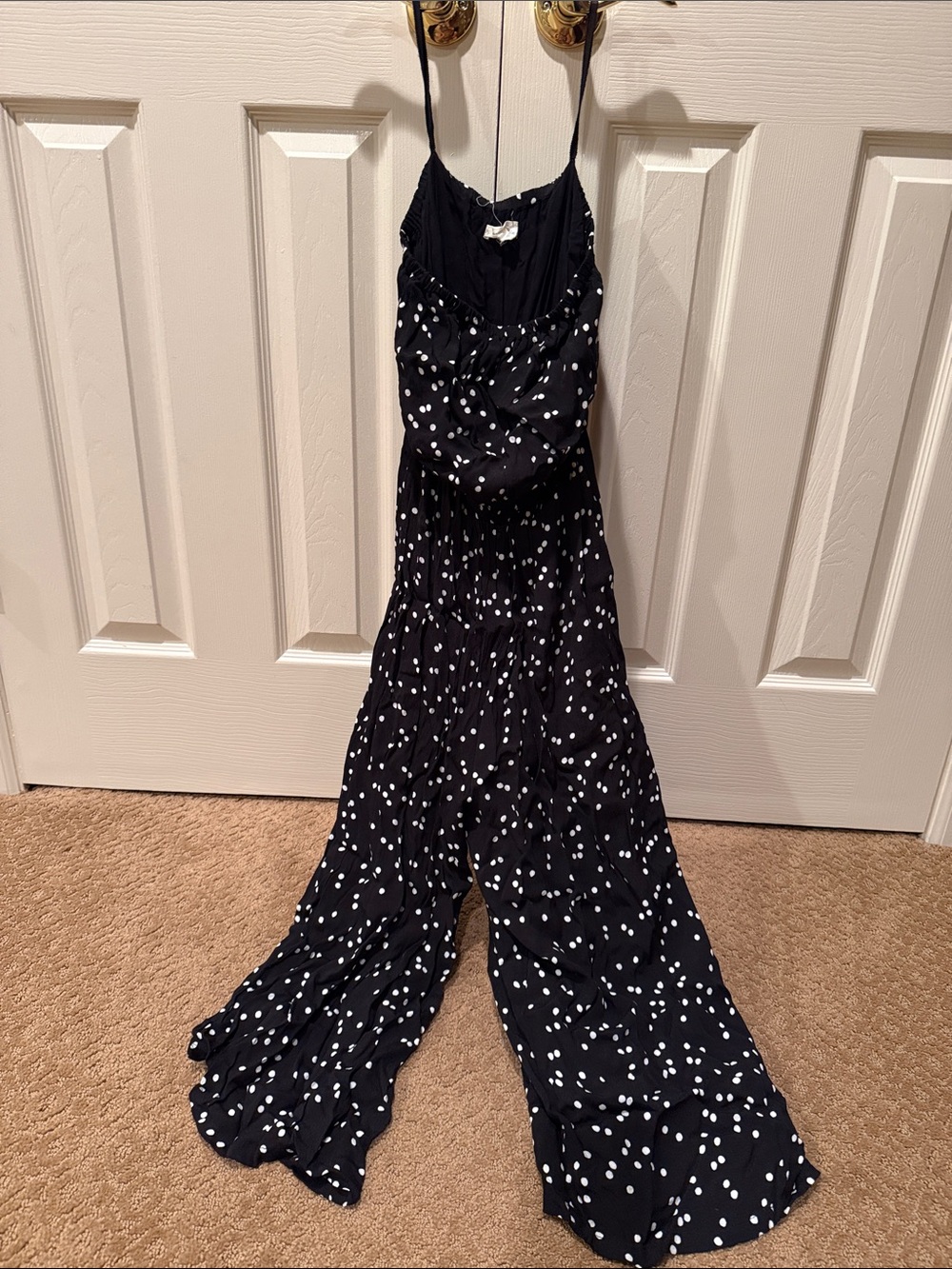 silence + noise Black with White Dot Wide-Leg Jumpsuit